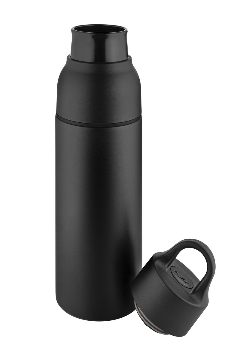 Metmaxx® "OneTouch&Go" thermosfles, zwart/ring zwart
