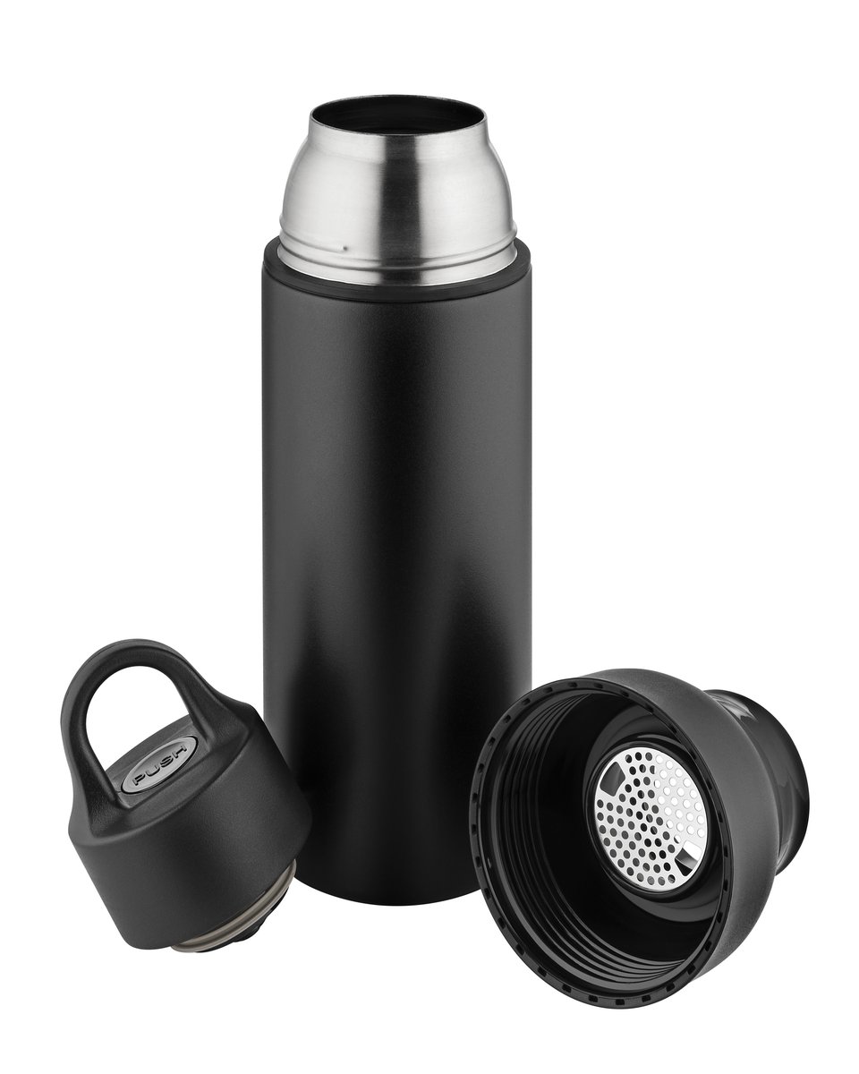 Metmaxx® "OneTouch&Go" thermosfles, zwart/ring zwart